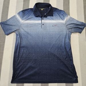 Greg Norman Collection Blue Performance Polo with Gradient Design